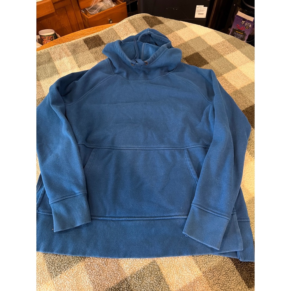 Athleta Cozy Karma Hoodie Blue Fleece Lined Pullover Sweatshirt Womens Small